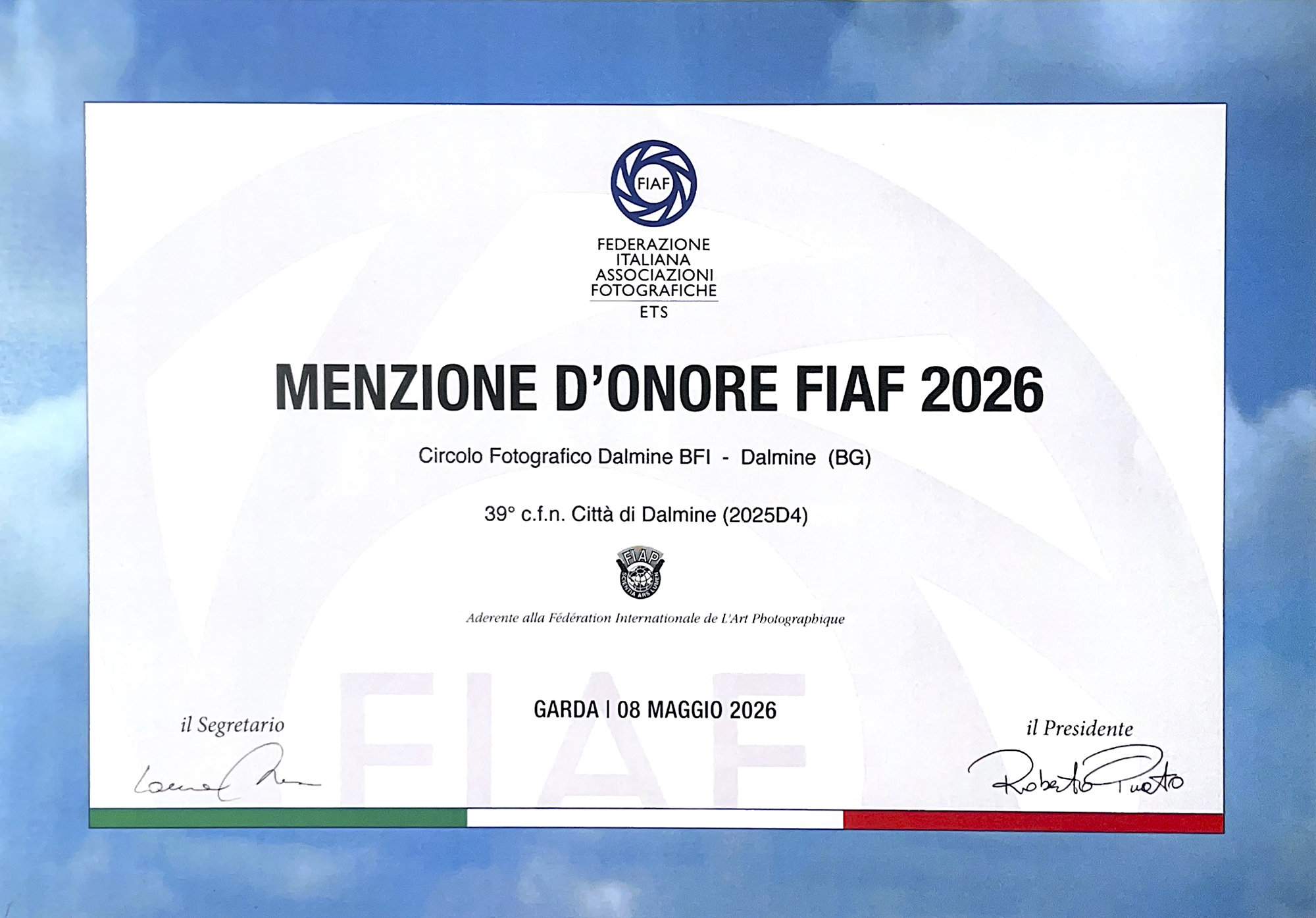 Attestato menzione d'onore